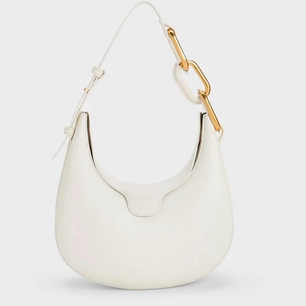 NWT Charles & Keith Kora Moon Bag - White